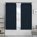 MAIHER Pinch Pleat Curtain for Living Room, Room Darkening Light Blocking 63 Inches Long Window Treatment Panel for Bedroom, Office, Navy Blue, 54" W x 63" L, 1 Panel