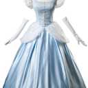 CosFantasy Deluxe Princess Dress Princess Cosplay Costume Blue Satin Ball Gown Prom Dresses Princess Costume (Small)