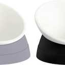 Elevated Cat Bowls, 2 Pack Adjustable Raised Slanted Food Bowls for Cats and Small Dogs, Wide Shallow PP Dishes with TPR Non Slip Bases, Whisker Friendly, 17 oz
