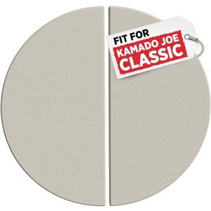 Half-Moon Ceramic Heat Deflector Plates for Kamado Joe Classic I, II, III - 15 Inch Pizza Stone - Kamado Joe Accessories and Replacement Parts by Smoker Chef - 2-Pack