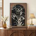 Framed Boho Floral Wall Art for Living Room, Abstract Black Brown Flower Canvas Paintings Prints Artwork for Walls, Mid Century Modern Bohemian Pictures Wall Decor for Bedroom Home Office, 24x36 Inch