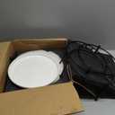 Kanwone 3 Tiered Serving Stand with White Porcelain Plates, 10" Round Tray, Dessert Table Display Set, Black Metal Stand, Versatile & Durable