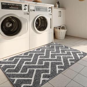 Kitchen Rugs Colorful Non Slip Kitchen Mats for Floor-Thick, Moroccan Style Kitchen Decor Floor Mat Runner Carpet for Hallways Entryway Laundry Room Washable(24"x35",Grey)