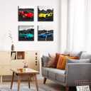JiazuGo Car Pictures Posters Black and White Wall Decor Art for Teen Boys Room Mens Bedroom Office Canvas Framed Ready to Hang 12" W12" H4 PCS