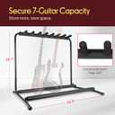 Pyle 7 Slot Multi-Guitar Stand Universal Guitar Floor Rack for Electric, Acoustic, Bass Guitars, Ukuleles & Cases Portable, and Protective with No-Slip Non-Scratch Padding Black display rack