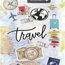 ANNA QUEEN Travel Collage Luggage Cover, World Map & Sticker Style Suitcase Protector for 28-30 Inch Travel Bags