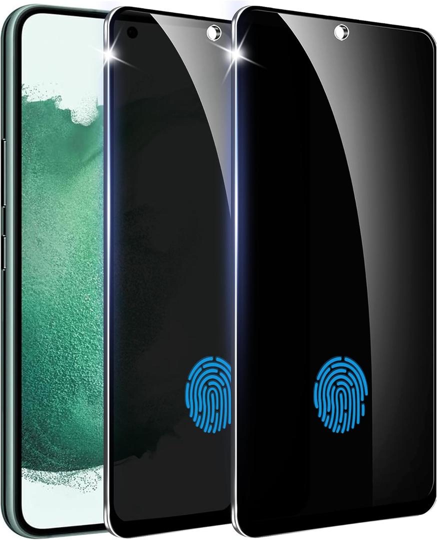3 x 2+1 Pack Designed for Samsung Galaxy S22 Plus Privacy Screen ProtectorSupport Fingerprint Unlock 9H Tempered Glass,AntiSpy Film Compatible for Samsung S22+ Plus 5G
