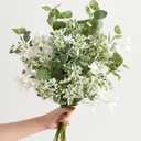 Ling's moment Artificial Greenery Stems Box Set, 15pcs with 4 Kinds of Faux Greenery Picks for DIY Bridal Bouquets Wedding Floral Arrangement Table Centerpieces, Tender Green & Sage Green