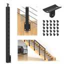 36" Side Mount Stair Railing Post, Stainless Steel Left Side 25-35 Degrees Stair Post w/Cable Grommets, Space-Saving Fascia Mount Deck Stair Railing System, 1/8" Black Cable Railing Kit, RG72
