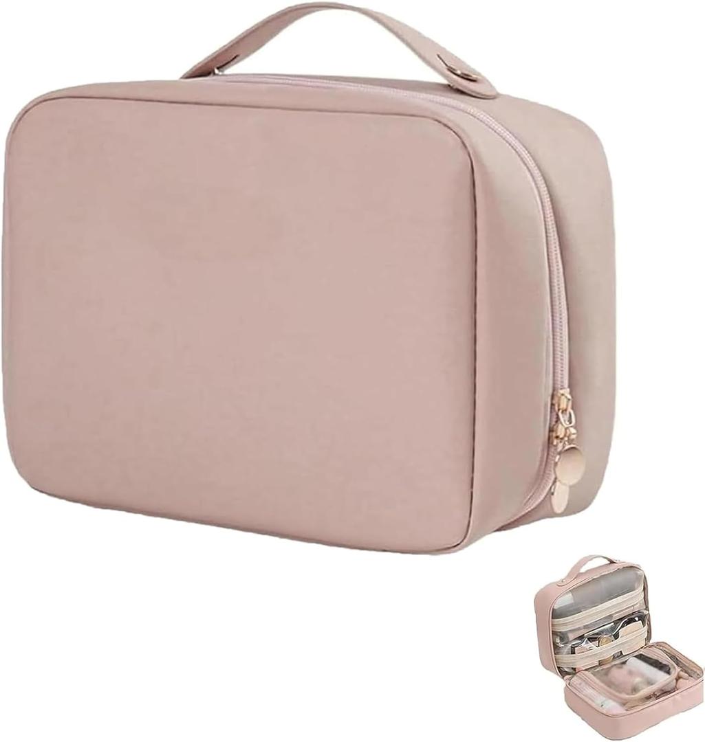 Set Patient Travel Makeup Bag, Multi Compartment Toiletry Cosmetic Bag, PU Leather Portable Cosmetics Bag, Cosmetic Bag With Compartments