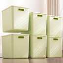 6 pack large plastic White storage bins with Lids, Toy Box Chest with Handle，Organizer Containers Baskets for Baby,Nursery，Shelves，Playroom, Bedroom，Office,Closet，home (Light Green, 6XL)