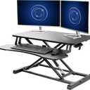 VIVO 32 inch Desk Converter, K Series, Height Adjustable Sit to Stand Riser, Dual Monitor and Laptop Workstation with Wide Keyboard Tray, Black, Desk - V000K