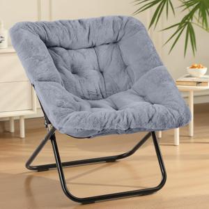 Sweetcrispy Comfy Chair for Adults, Foldable Living Room Chair, Soft Faux Fur Lounge for Bedroom Dorm Rooms, Comfortable Reading Chair for Teens, X-Large, Square