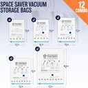 Vacuum Seal Bags for Clothing Travel, 12 Combo - Space Saver Vacuum Storage Bags, Blanket & Clothes Storage Bags Vacuum Sealed Hand Pump Included, Bolsas Para Guardar Ropa Al Vaco
