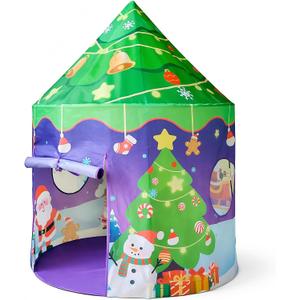 Christmas Play Tent for Kids, Tree & Snowman Xmas Playhouse for toddles 2+, 39.4 x 39.4 x 53.1 inches