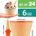 Tellshun 24 Pack Ice Cream Bowls and Spoons Set, Frozen Yogurt Cups with Spoons Durable Plastic Candy Color Cute Dessert Bowls DIY Ice Cream Tools For Festive Party Favor Gift (24)