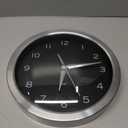 Howard Miller Gooding Wall Clock II 547-688 – Modern Round Brushed Aluminum, Flat Glass Crystal, Sturdy Metal Frame, Classic Black Accents, Quartz Movement