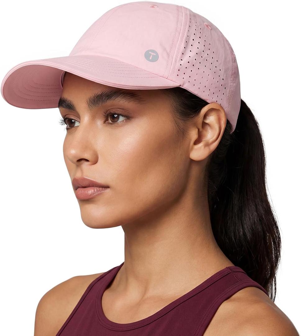 TOP-EX Womens Cooling High Ponytail Hole Baseball Cap Summer UV Protection Sun Hat for Running Walking Golf Tennis Lightweight Foldable Pink S/ M