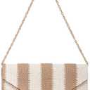 Fecialy Straw Striped Clutch Purses for Women Woven Envelope Handbag Straw Summer Beach Shoulder Bags Wallet