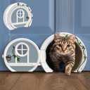 Gnome Door Cat Door for Interior Doors - Stylish & Functional with No Flap, Lockable, and Easy Installation, Spacious Large Kitty Door for Cats Up to 20 lbs, Private and Comfortable Pet Door (Blue)
