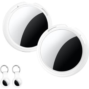 2 Pack Tracker Tags [Apple MFi Certified] Pair with Apple Find My (iOS Only) Bluetooth Air Smart Tags Key Finder Item Locator Waterproof Finder Worldwide Tracking for Pets Wallet Backpack Dogs Luggage (white)
