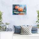 Lotus Wall Art Zen Floral Botanical Wall Decor for Bathroom Yoga Room Abstract Orange Flower Paintings Water Lily Canvas Prints Artwork Living Room Bedroom Spa Meditation Home Decorations 12x16"