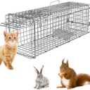 Small Live Animal Trap Cage, 23.3x7.24x7.72 Galvanized Catch and Release Trap for Squirrels, Chipmunks, Small Kittens, Rabbits, Weasels, Rats Collapsible for Easy Storage for Outdoor
