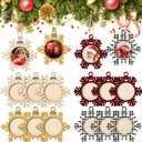 12 pcs Christmas Photo Frame Ornaments Wooden Snowflake Picture Hanging Christmas Tree Decoration DIY Xmas Buffalo Plaid Photo Frame Keepsakes for Xmas Party Anniversary Decorations Winter