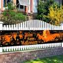 Halloween Decorations Outdoor Yard Banner Happy Halloween Banner Pumpkin Fence Backdrop 118x20 Inch Haunted House Moon Bat Scene Gothic Outdoor Yard Sign for Garden Porch Party Wall
