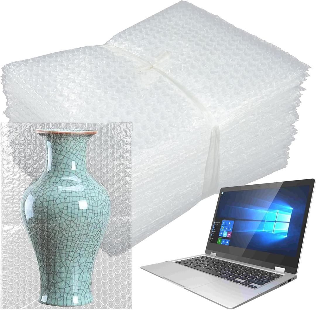 50 Pcs Bubble Pouch Wraps, 8"x12" Double Walled Clear Bubble Out Bags for Packing, Shipping, Storage, and Moving - Shockproof Cushioning Bags for Fragile Items