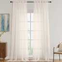 OVZME Sheer Cream Curtains 108 Inches Long 2 Panels Set, 59 Inch Extra Wide Lightweight Airy Cream Sheer Curtain for Living Room Bedroom, Filmy Voile Rod Pocket, 59Wx108L Inches
