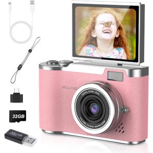 Digital Camera for Kids: 2" 180°Flip Screen 30MP Point-and-Shoot Camera, with 32GB Memory Card, Compact & Portable for Kids and Teens