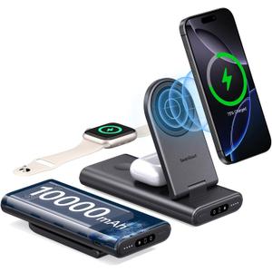 Portable Charger for iPhone 16, 10000mAh Power Bank Wireless Charging Station for iPhone 15 14 13 12, for Apple Watch Ultra 2/9/8/7/Airpods 4,SwanScout 301M