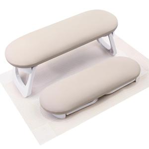 Subay Arm Rest for Nails Tech, Foldable PU Leather Nail Arm Rest for Acrylic Nails Cushion Hand Holder, Hand Rest Pillow Nail Art Accessories Tool for Manicure Pedicure Salon Home Use - Light Brown