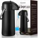 Coffee Carafe for Keeping Hot - Gezoss 102OZ / 3L Airpot Coffee Dispenser with Pump - Large Coffee Carafe for Hot Drinks Tea Liquid - Insulated Stainless Steel Hot Water Beverage for Parties,Black