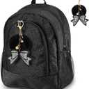 Cheer Backpack with Bow Keychain Cheerleading Glitter/Canvas Backpack Cheerleaders Gift Cheer Bags for Sport(Glitter,Black,Small)