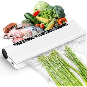 Food Vacuum Sealer Machine, 75KPA Powerful Suction, Dry/Wet Modes, Compact Vacuum Sealer for Food, with Led Indicator Lights, 20 Vacuum Sealer Bags