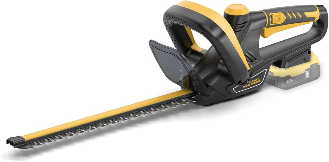 Hedge Trimmer for Dewalt 20V Battery, Cordless Hedge Trimmer with 22'' Dual-Action Blade, 1600RPM, 3/5'' Cutting Width, Rotating Handle & Dual Switch Design (Battery Not Included) (Black)