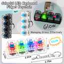 4 PCS Glow Keyboard Fidget Toy, Keyboard Fidget with LED Light Keychain 4-in-1 Keyboard Decompression Button Finger Clicker Toys, Button Stress Relief Fidget Gifts for Kids Adults (Clear Black)