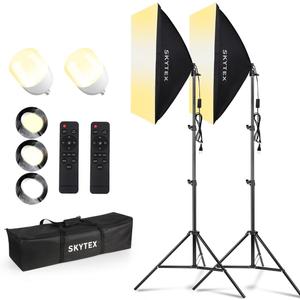 Skytex Softbox Lighting Kit 2Pack, 20x28in Soft Box |Upgrade 135W 2700-6400K 100V-240V AC E27 LEDBulb Continuous Photography Lighting, Photo Studio Lights Equipment for Camera Shooting, Video Recording