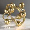 6-inch Metal Round Orbital Sphere with Golden Orbit Balls, Decorative Gold Sphere Sculpture for Home Table Shelf Decor