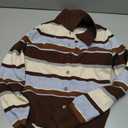 MakeMeChic Women's Striped Cardigan Color Block Button Down Collared Long Sleeve Knit Sweater (S)