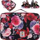 Big Capacity Colored Pencil Case Organizer 304 Slots Pen Holder Waterproof Storage Pouch Gel Marker Pen Bag Box for Cosmetic Brush Pencils & Gel Pen for Artist (Red Pink Rose)