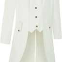 MOFOVELY Men Pirate Steampunk Tailcoat Vintage Victorian Jacket (Medium, White)