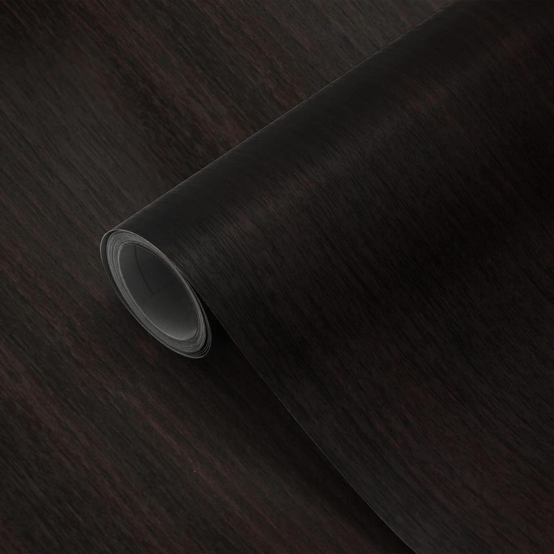 Wood Grain Wallpaper Self Adhesive Wallpaper Vinyl Wrap Removable Peel and Stick Contact Paper for Shelf Liner Countertop Desk Table Cabinets 16"x198" Dark Brown Walnut for Walls Countertop Cabinets