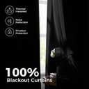 100% Blackout Curtains for Bedroom, Double Layer Black Curtains, Black Out Curtain 84 inch Long with Sheer Overlay for Living Room, Room Darkening Window Drapes with Grommet, 52" W x 84" L