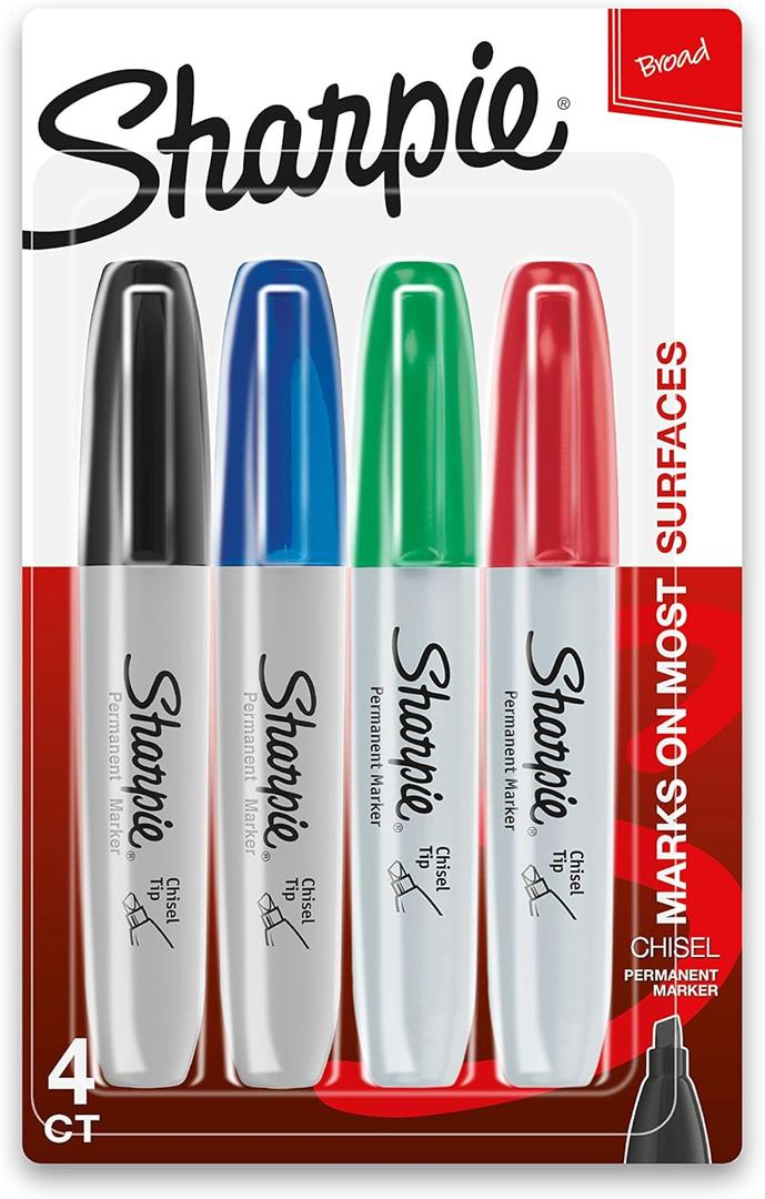 SHARPIE Permanent Markers, Chisel Tip, Classic Colors, 3 Count