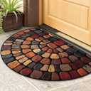 Semicircular Door Mat, Indoor Outdoor EntranceNon-Slip, Waterproof, Low Profile for Front Door, Garage, Patio Entryway Mat 24x36 (Multicolor-3, Upgraded Version)