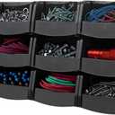 IRIS USA Small Stackable Storage Bins, 12-Pack, 7.5 x 4.5 x 3 inch, |Made in USA|, Plastic Open Front Shelf Bin for Organizing Parts, Hardware, Tools, Supplies, Garage Shelf, Pantry - Black