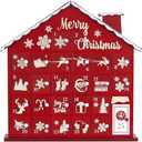 MEETYAMOR Christmas Advent Calendar, Wooden House 2025 Advent Calendar with 25 Large Drawers, 25 Days Until to Christmas Countdown for Home Indoor Living Room Table Mantel Decor, Red